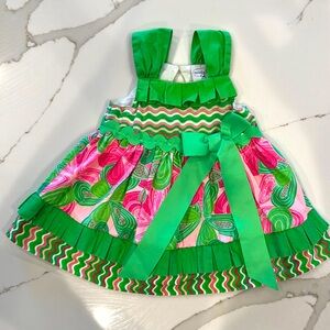 MUDPIE Baby Girl 9-12 mo Pink Green Sundress